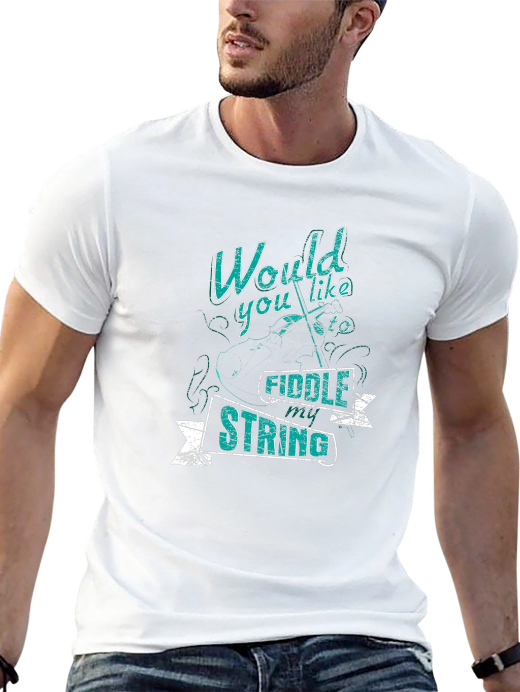 Fiddle My String Graphic Tee - Black Cotton T-Shirt