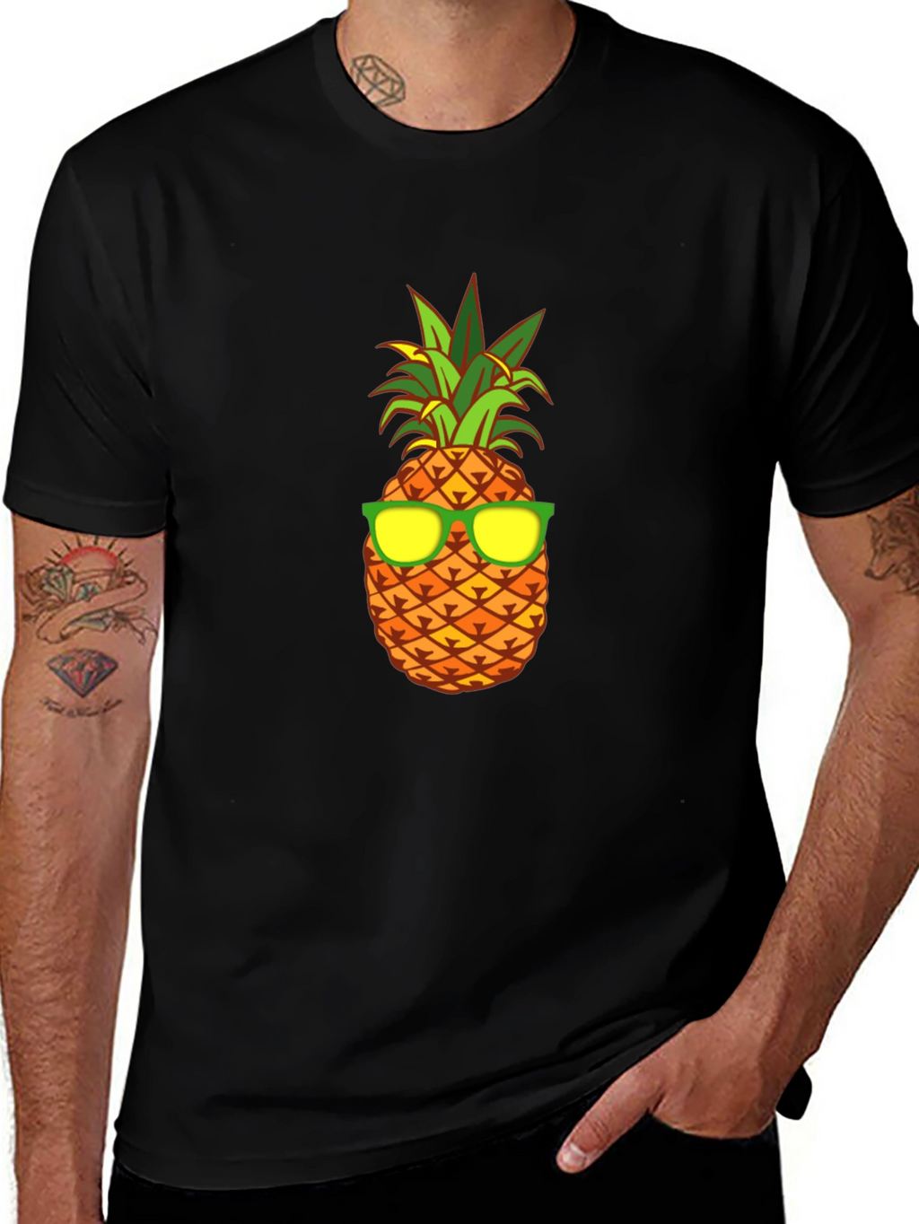 Cool Pineapple Graphic Tee - Black Cotton T-Shirt