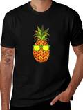Cool Pineapple Graphic Tee - Black Cotton T-Shirt