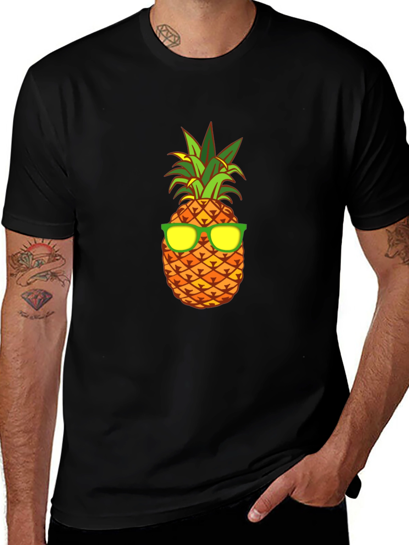 Cool Pineapple Graphic Tee - Black Cotton T-Shirt