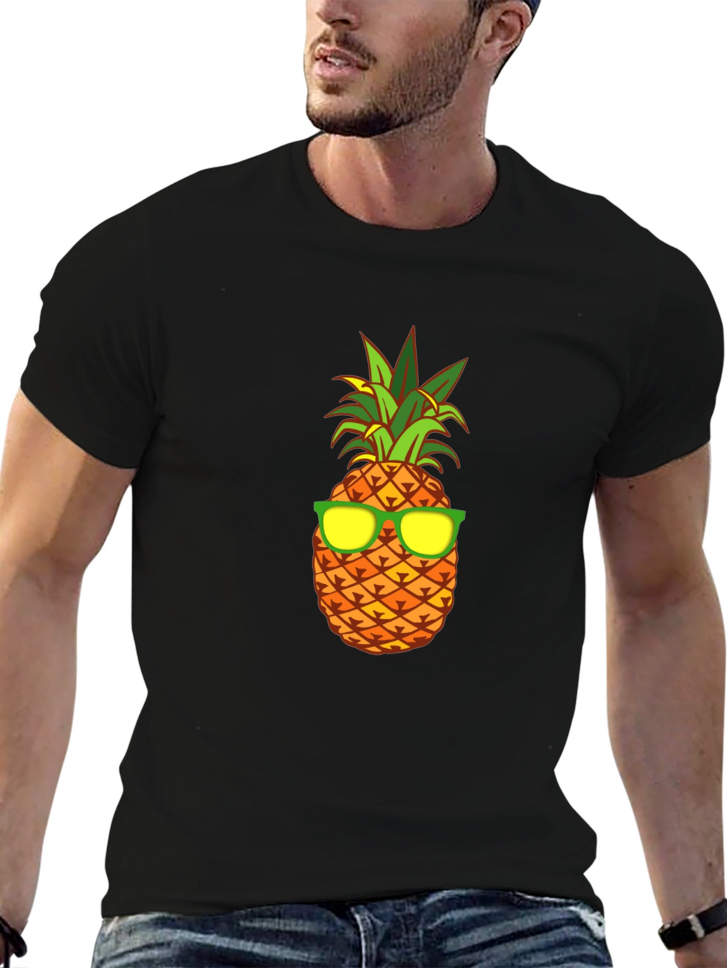 Cool Pineapple Graphic Tee - Black Cotton T-Shirt