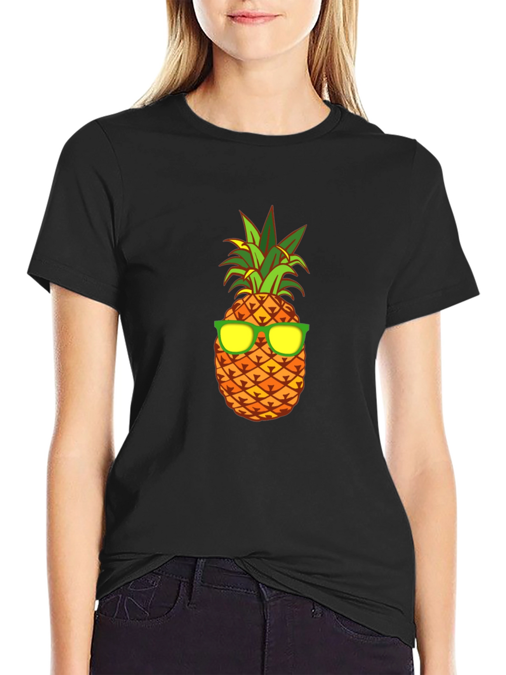 Cool Pineapple Graphic Tee - Black Cotton T-Shirt
