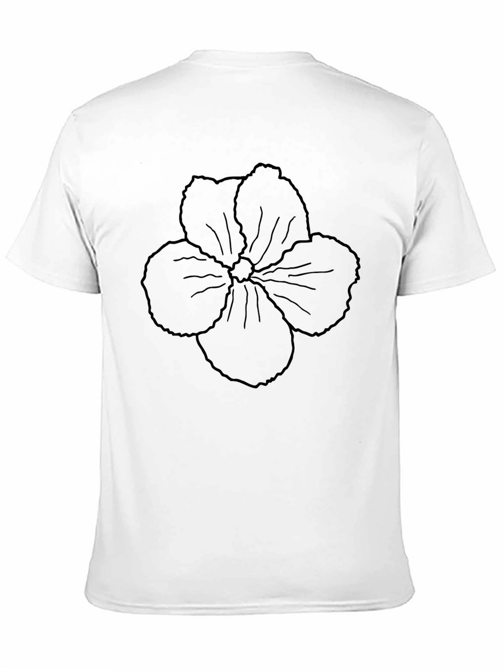 Mens Black T-Shirt with Floral Outline Design