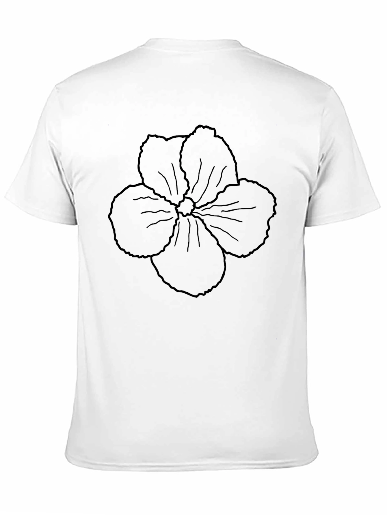 Mens Black T-Shirt with Floral Outline Design