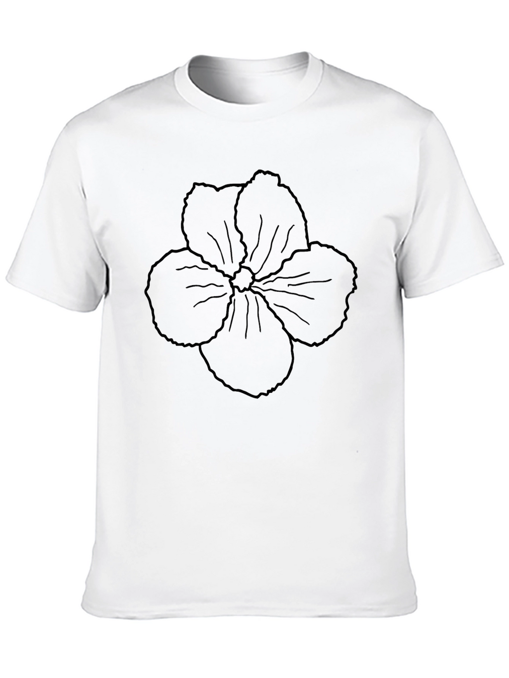 Mens Black T-Shirt with Floral Outline Design