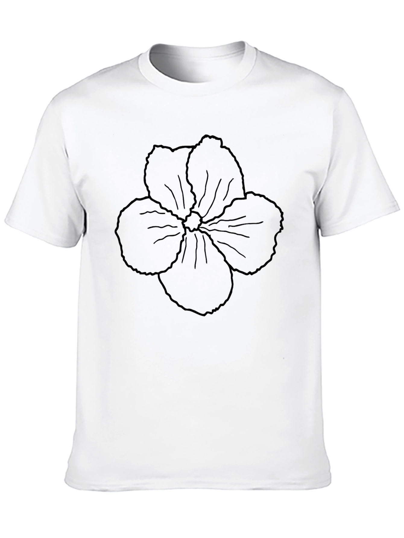Mens Black T-Shirt with Floral Outline Design