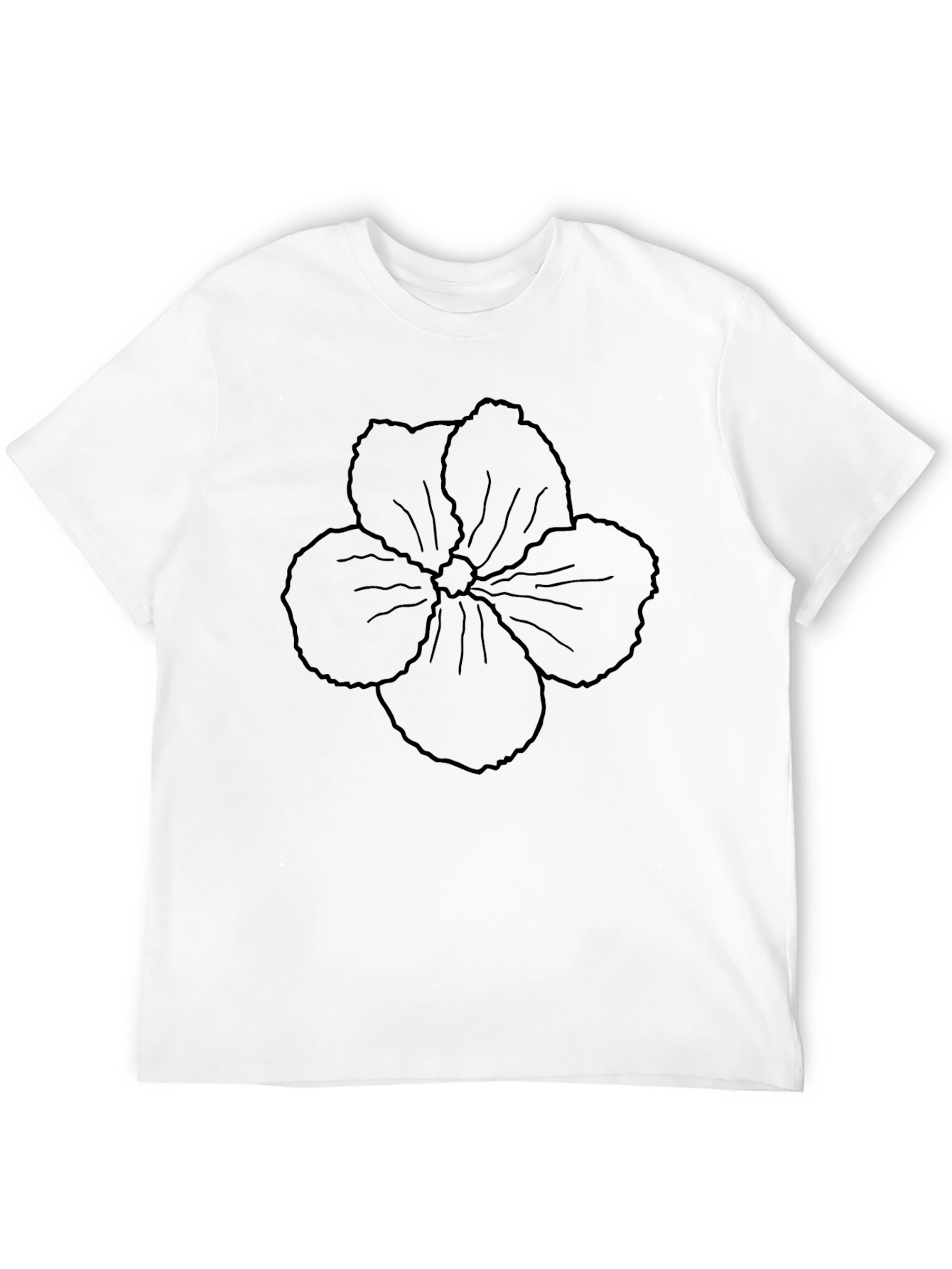 Mens Black T-Shirt with Floral Outline Design