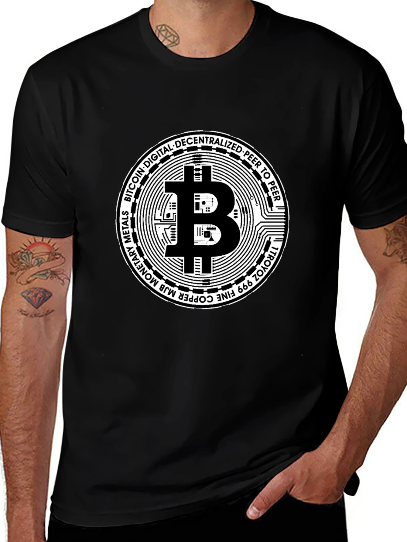 Bitcoin Cryptocurrency Black Graphic T-Shirt