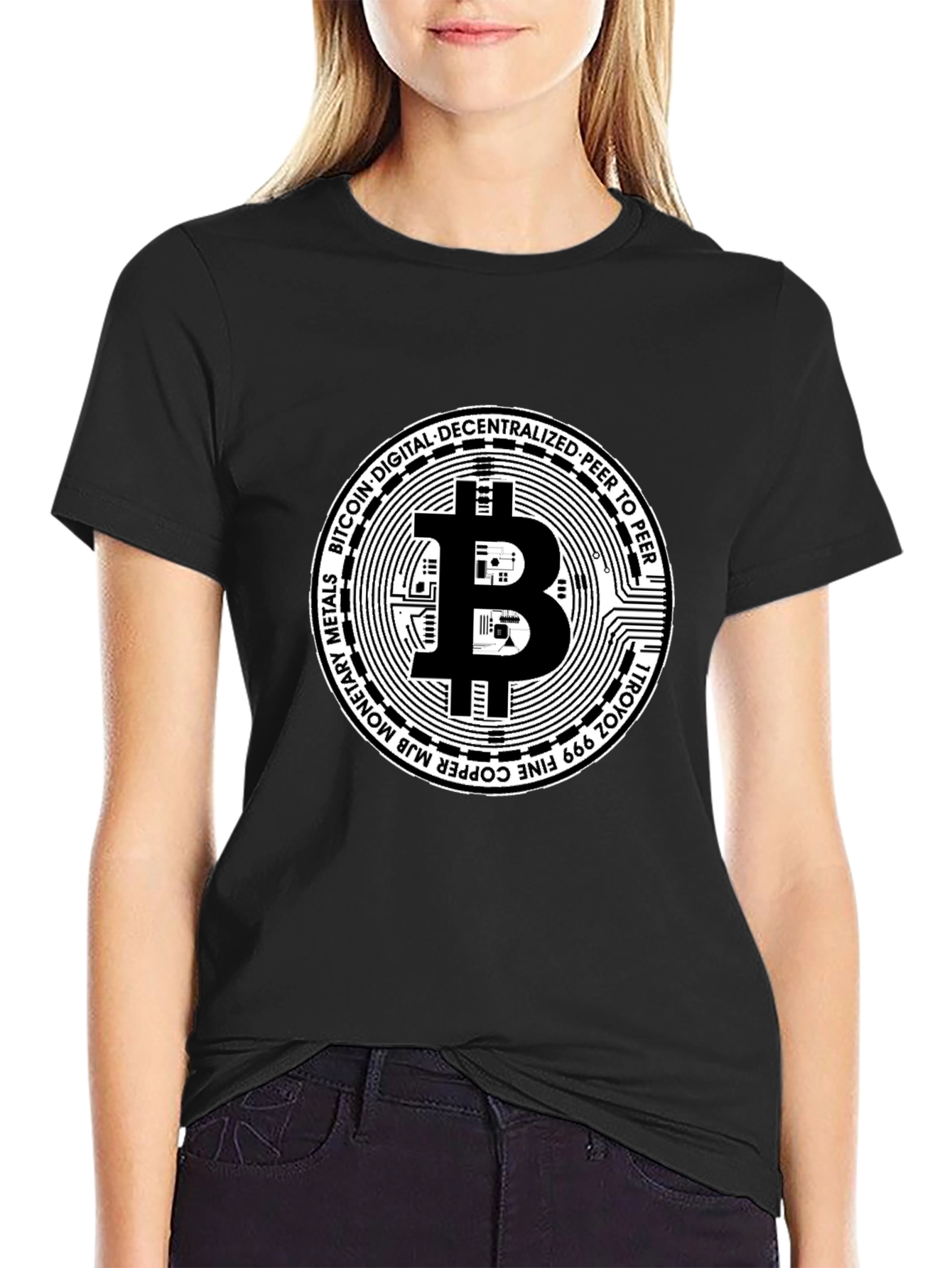 Bitcoin Cryptocurrency Black Graphic T-Shirt