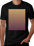 Gradient Grid Graphic Tee - Modern Style