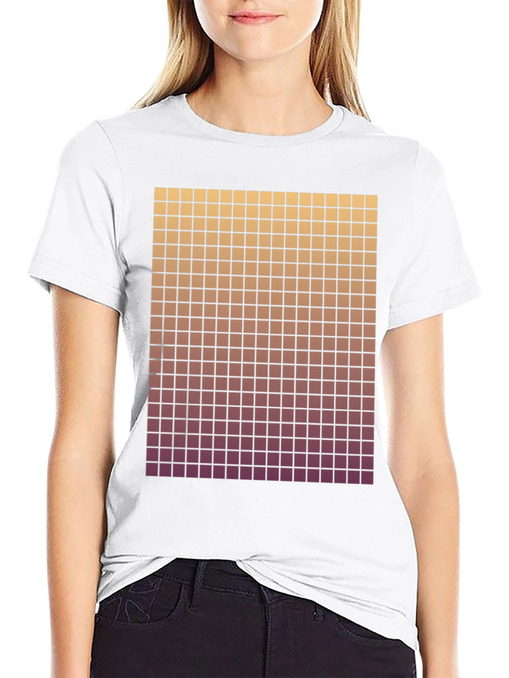 Gradient Grid Graphic Tee - Modern Style