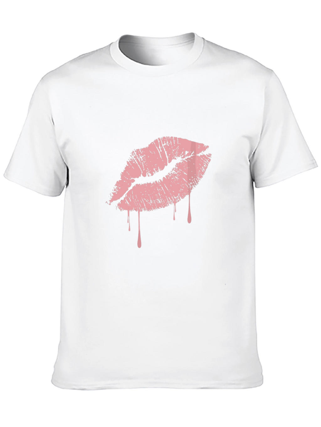 Black T-Shirt with Pink Dripping Lips Graphic
