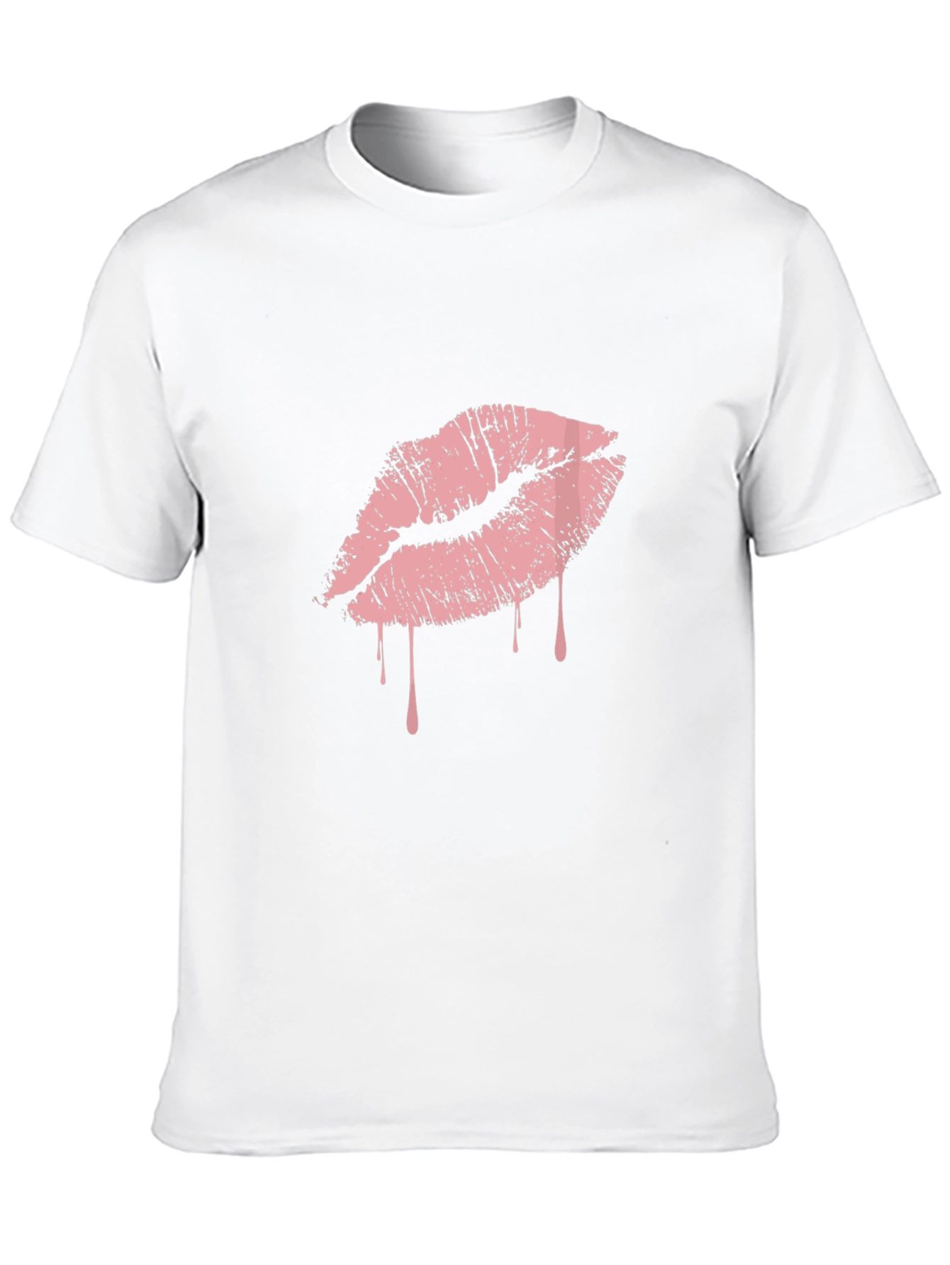 Black T-Shirt with Pink Dripping Lips Graphic