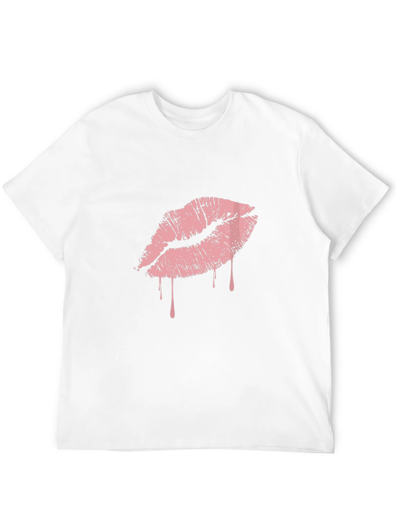 Black T-Shirt with Pink Dripping Lips Graphic