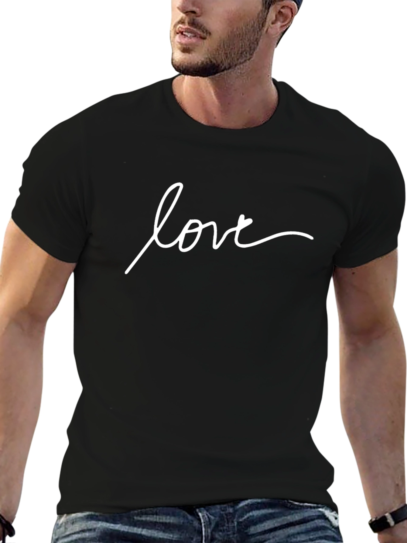 Love Script Black T-Shirt - Stylish Casual Tee
