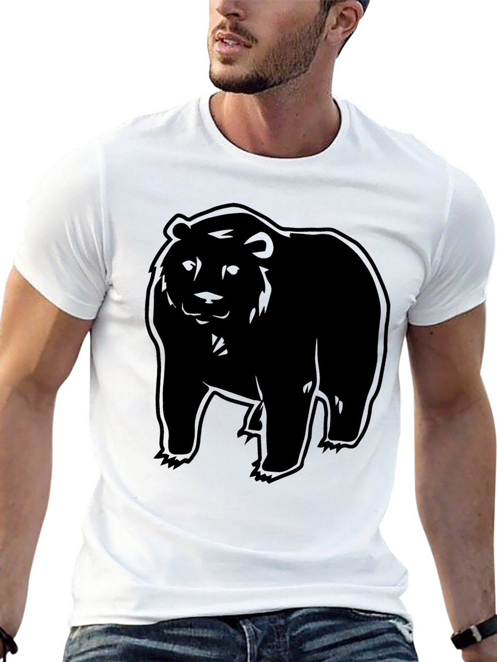 Black Bear Graphic Print Crew Neck T-Shirt