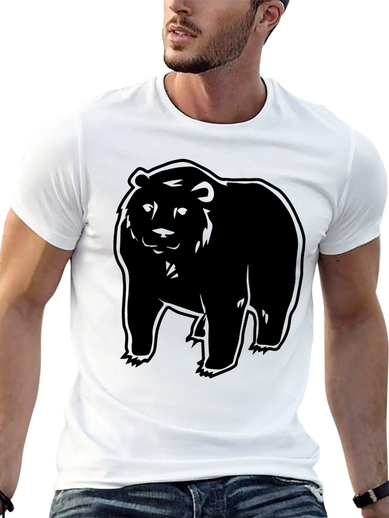 Black Bear Graphic Print Crew Neck T-Shirt