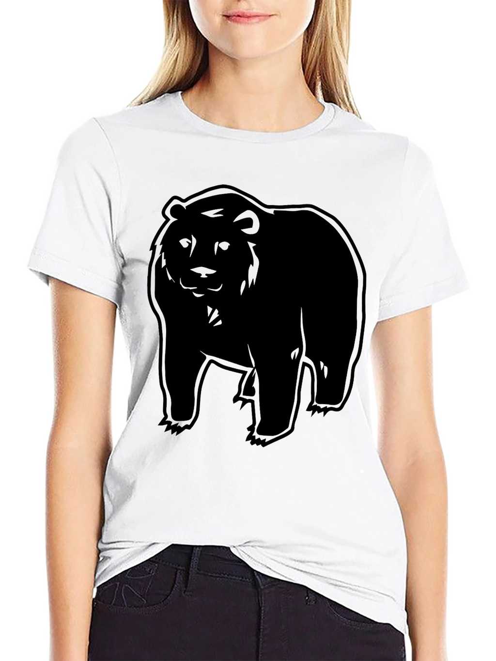 Black Bear Graphic Print Crew Neck T-Shirt