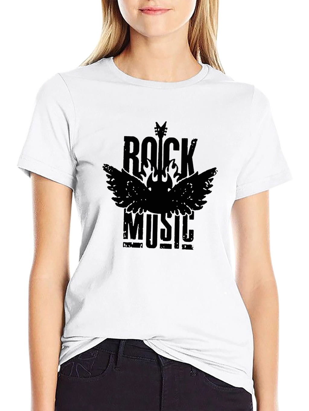 Rock Music Graphic T-Shirt - Stylish Crew Neck Tee