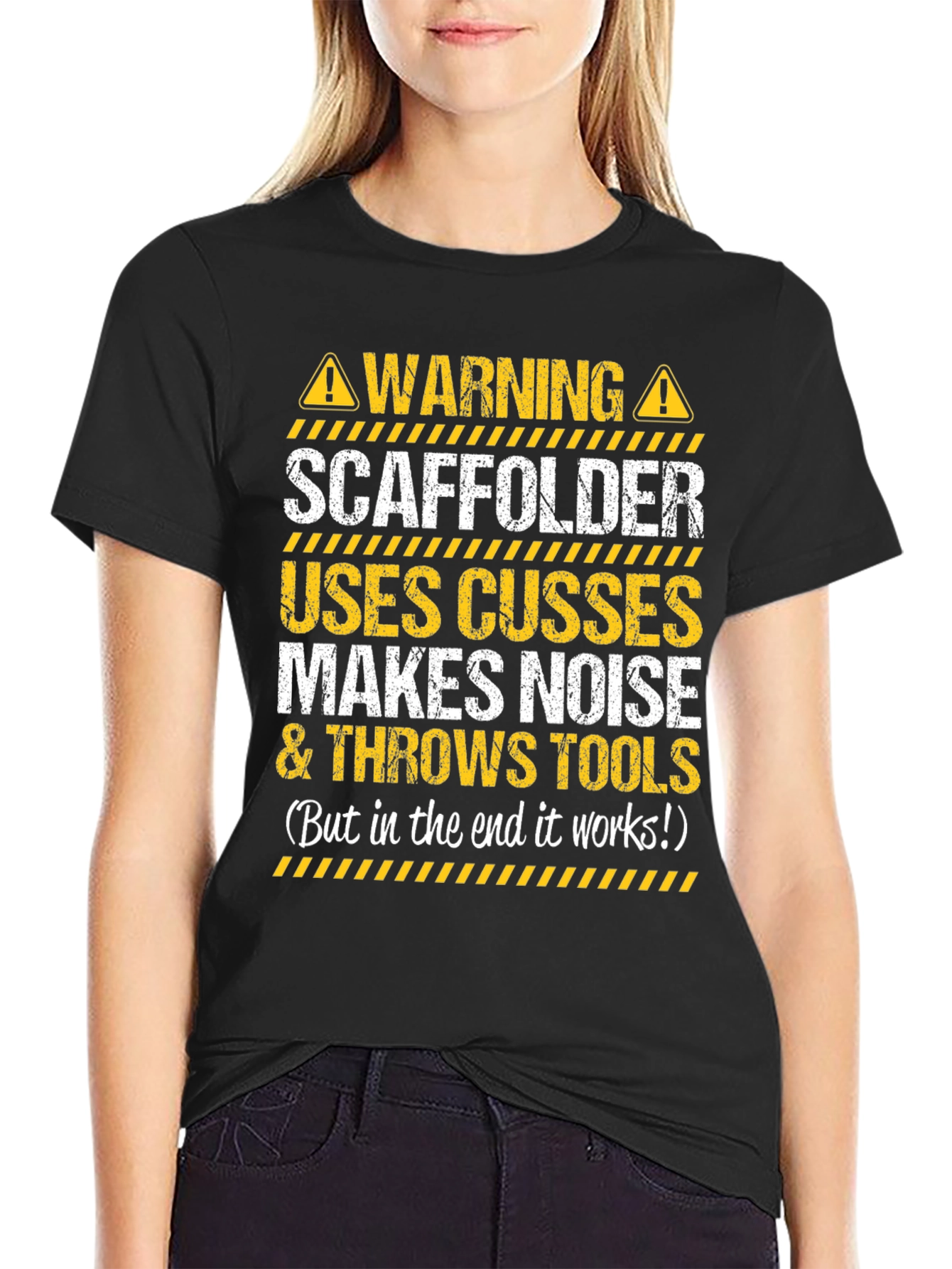 Warning Scaffolder T-Shirt - Funny Construction Worker Tee