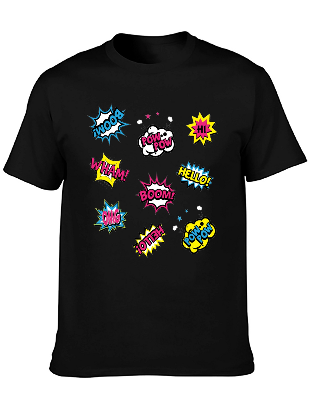 Comic Book Pop Art Black T-Shirt