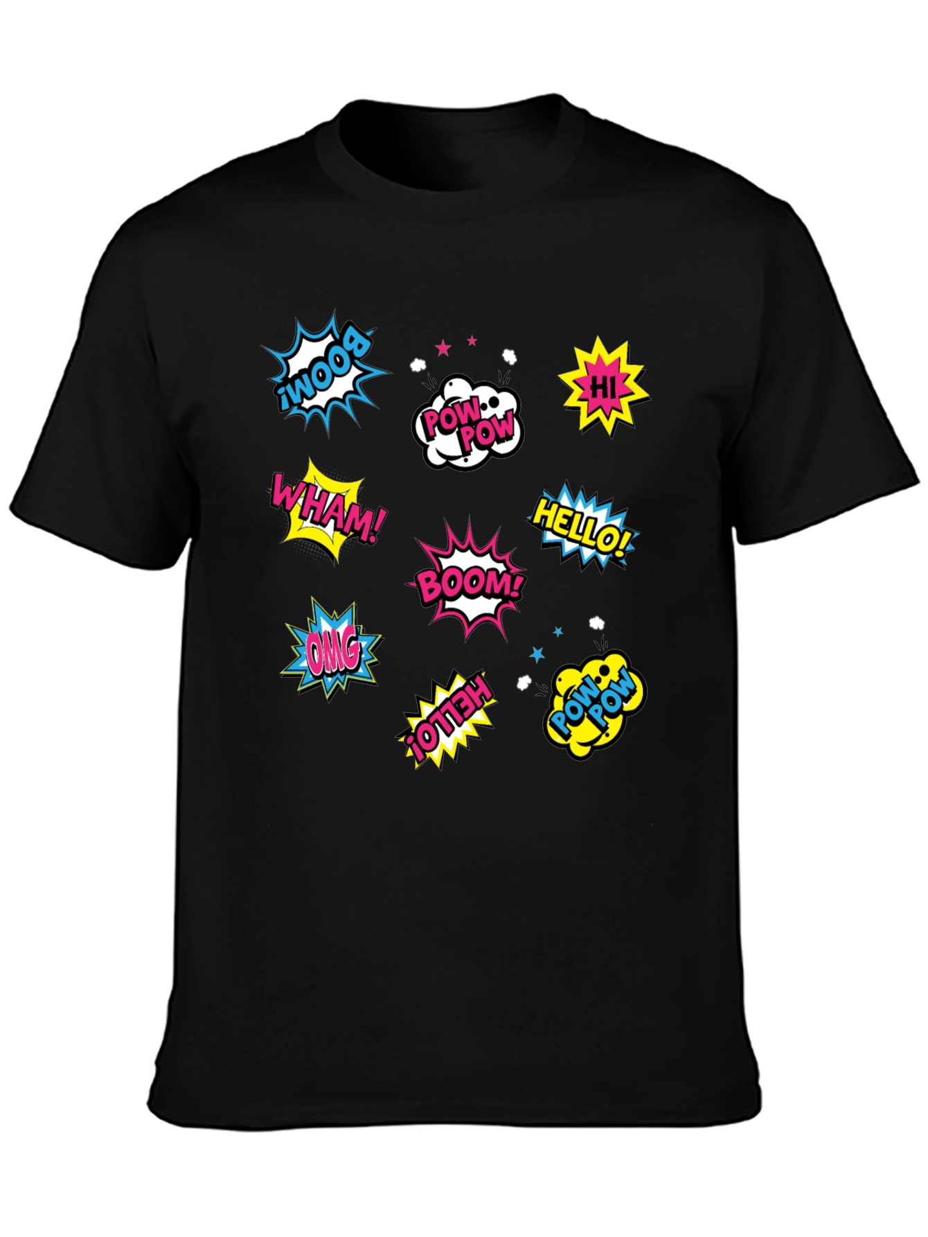 Comic Book Pop Art Black T-Shirt