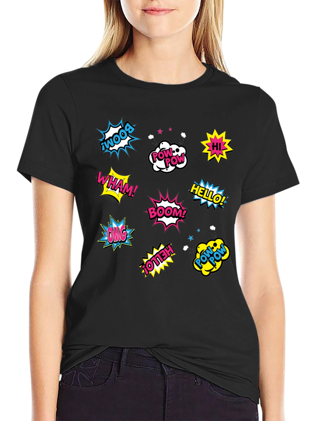 Comic Book Pop Art Black T-Shirt