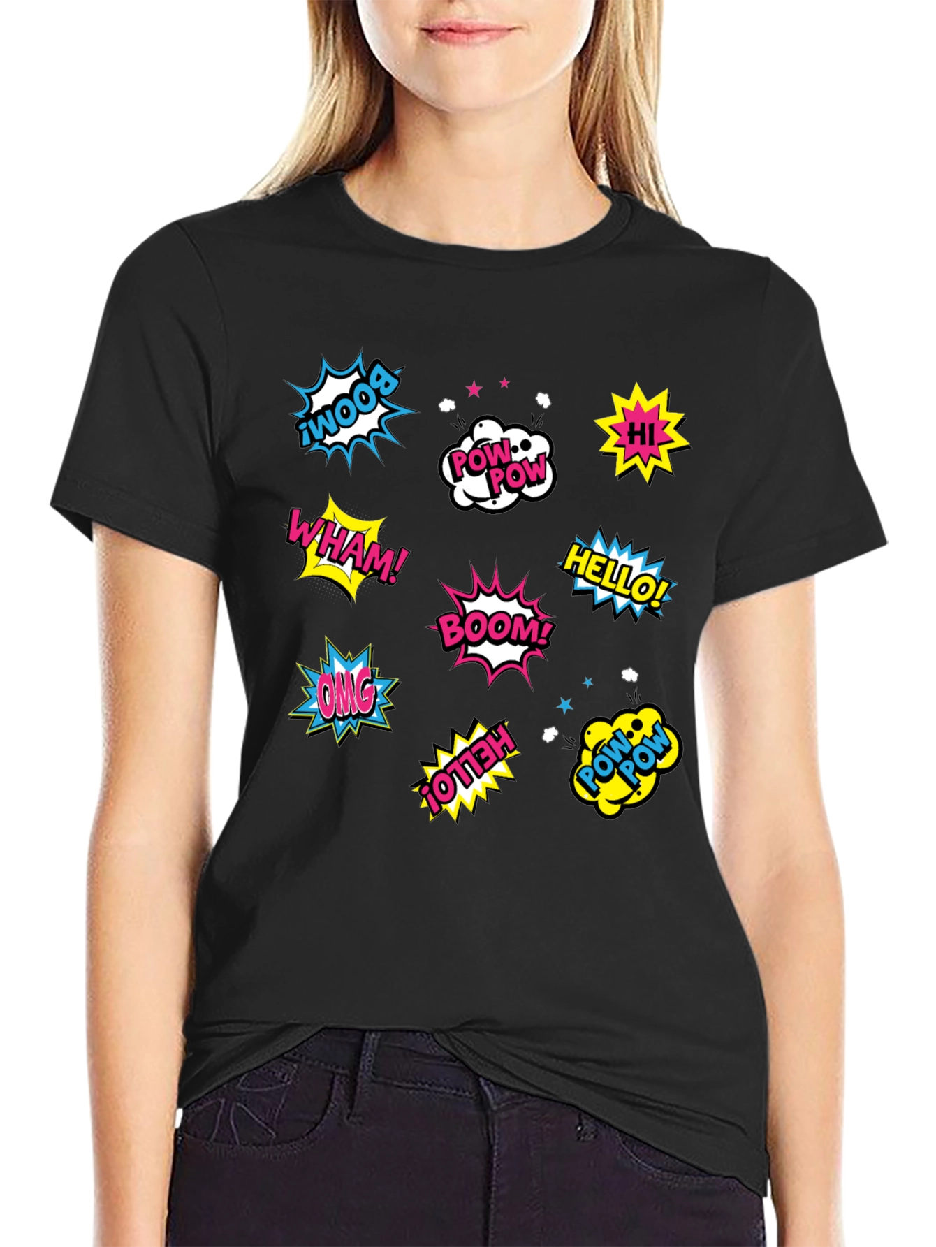 Comic Book Pop Art Black T-Shirt