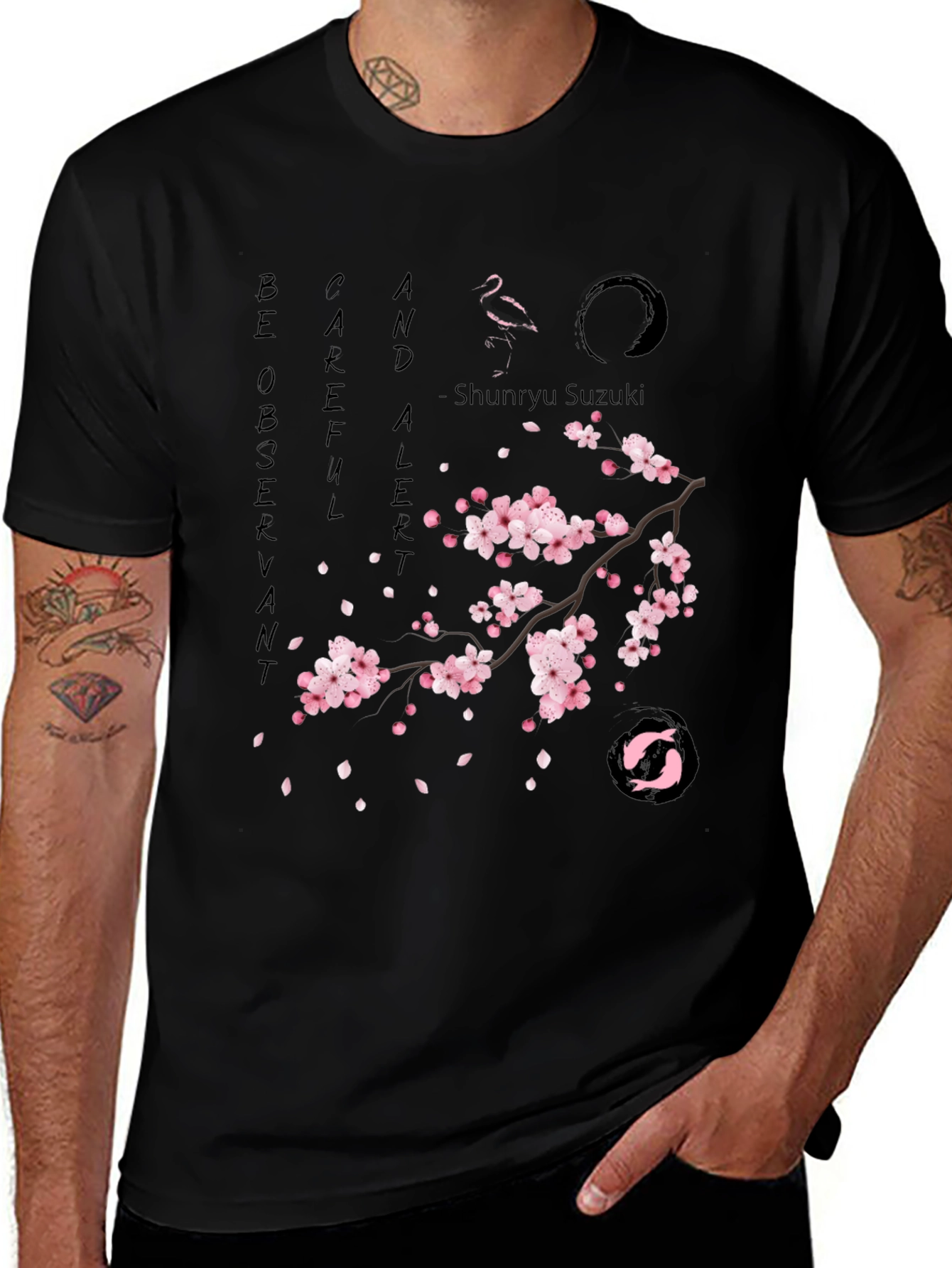 Zen T-Shirt - Be Observant Careful Alert - Sakura