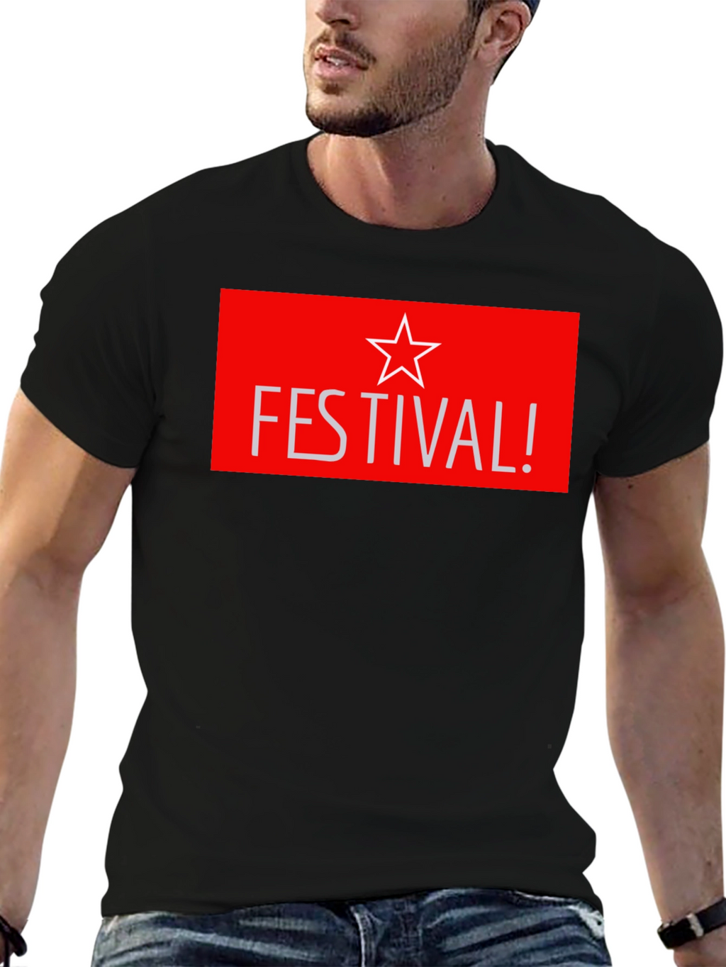 Festival Star Graphic T-Shirt - Stylish Black Tee