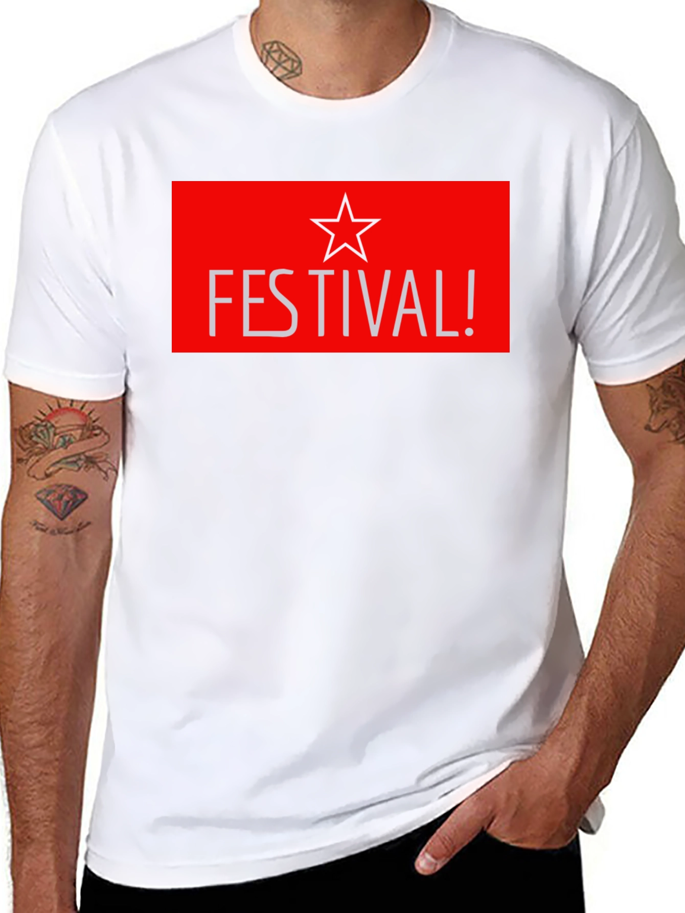 Festival Star Graphic T-Shirt - Stylish Black Tee