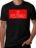 Festival Star Graphic T-Shirt - Stylish Black Tee