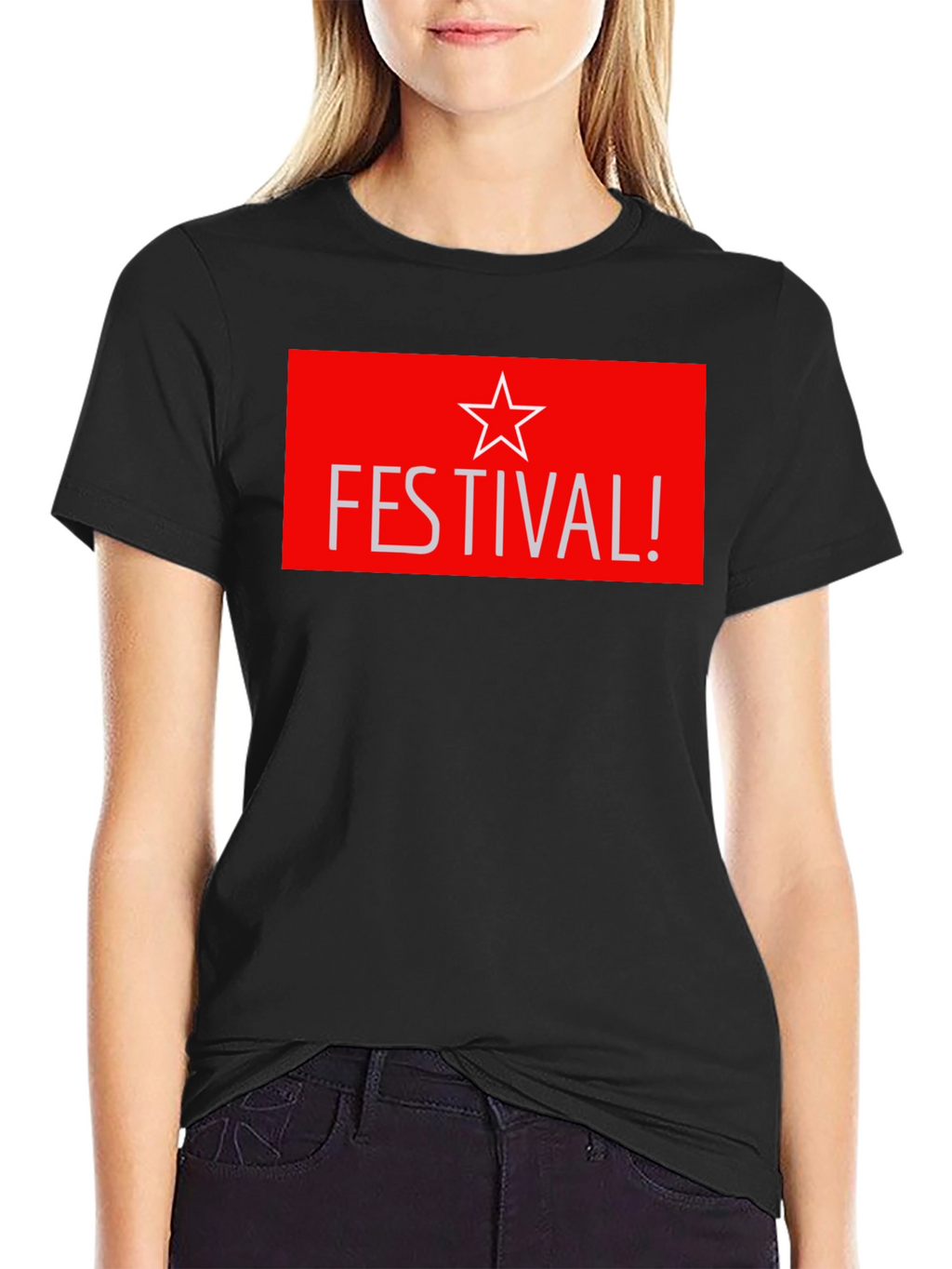 Festival Star Graphic T-Shirt - Stylish Black Tee