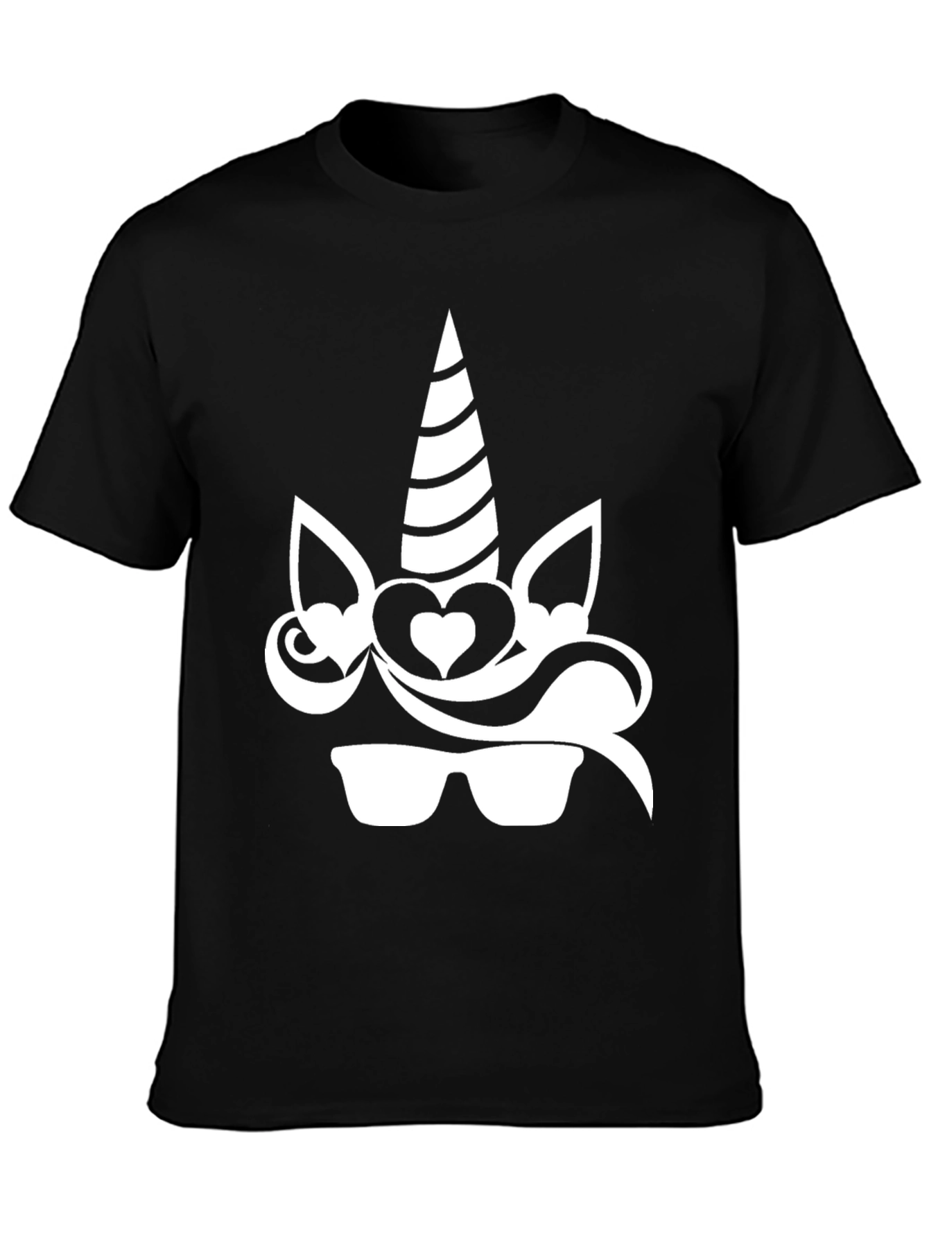 Unicorn Sunglasses Graphic Tee - Black Cotton T-Shirt
