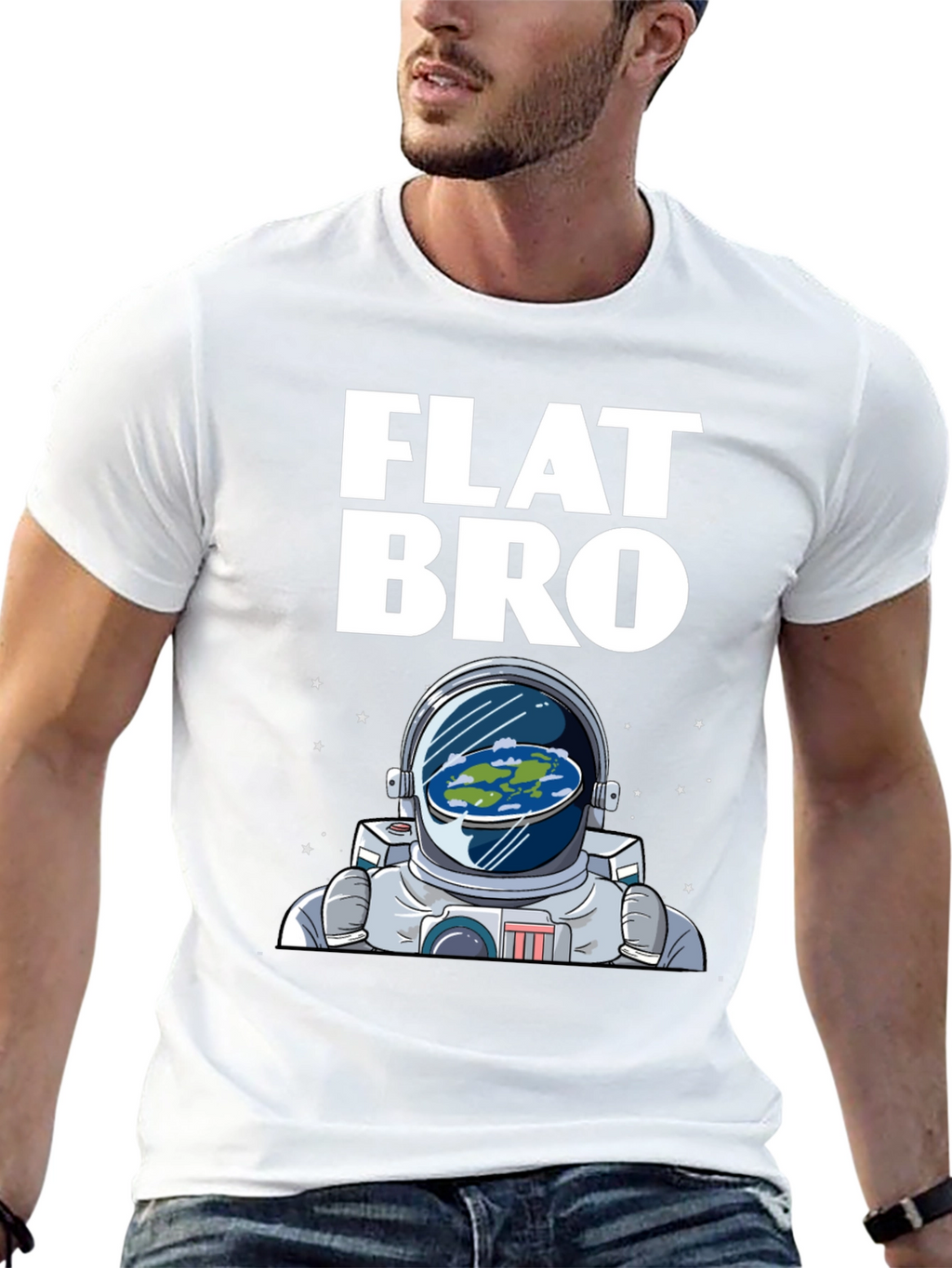 Flat Bro T-Shirt - Astronaut & Flat Earth Design