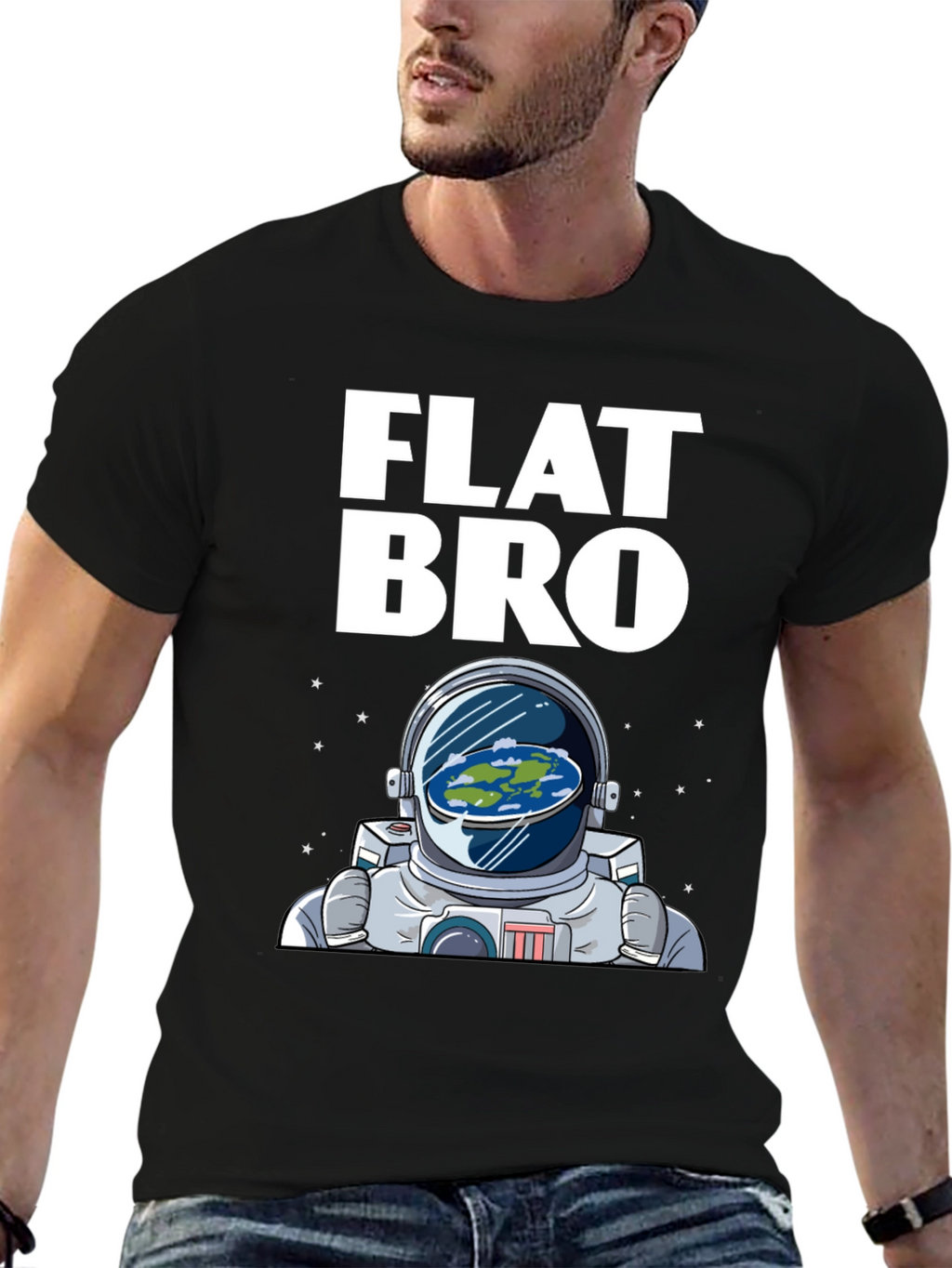 Flat Bro T-Shirt - Astronaut & Flat Earth Design