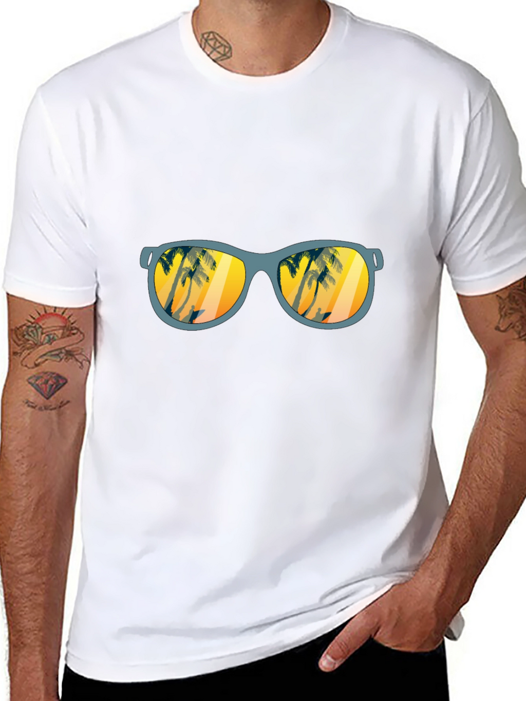 Sunset Beach Sunglasses Graphic T-Shirt