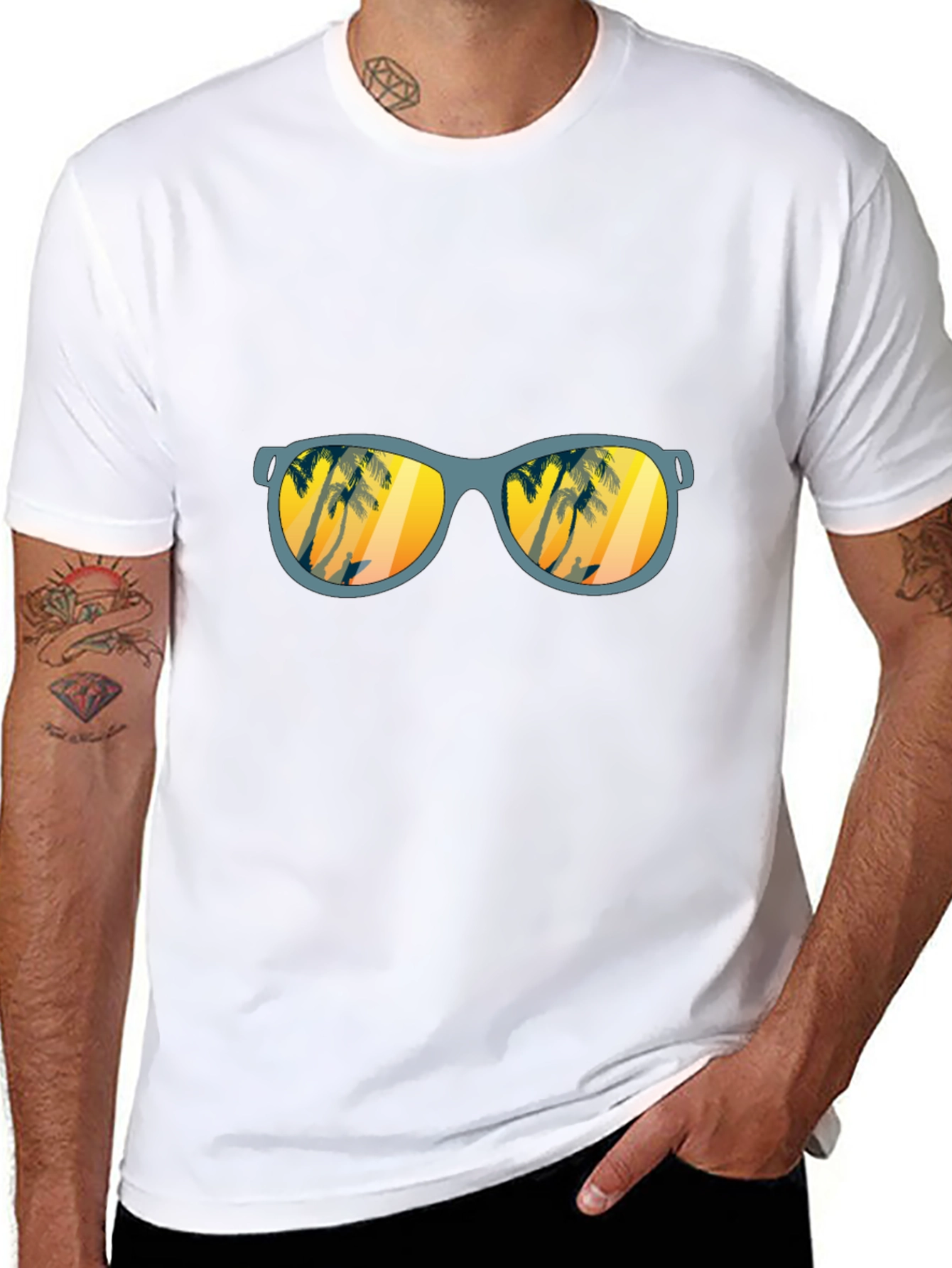 Sunset Beach Sunglasses Graphic T-Shirt