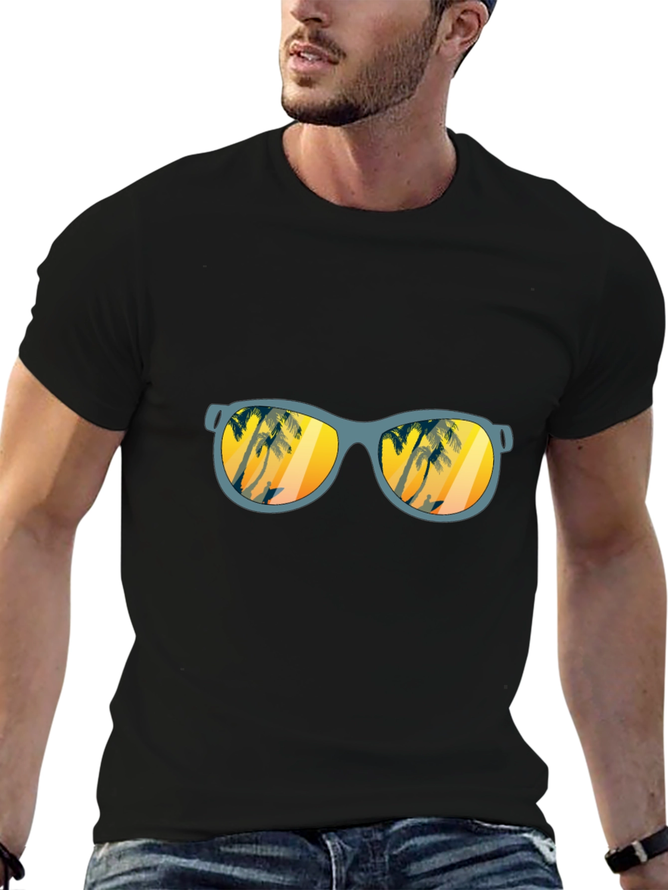 Sunset Beach Sunglasses Graphic T-Shirt
