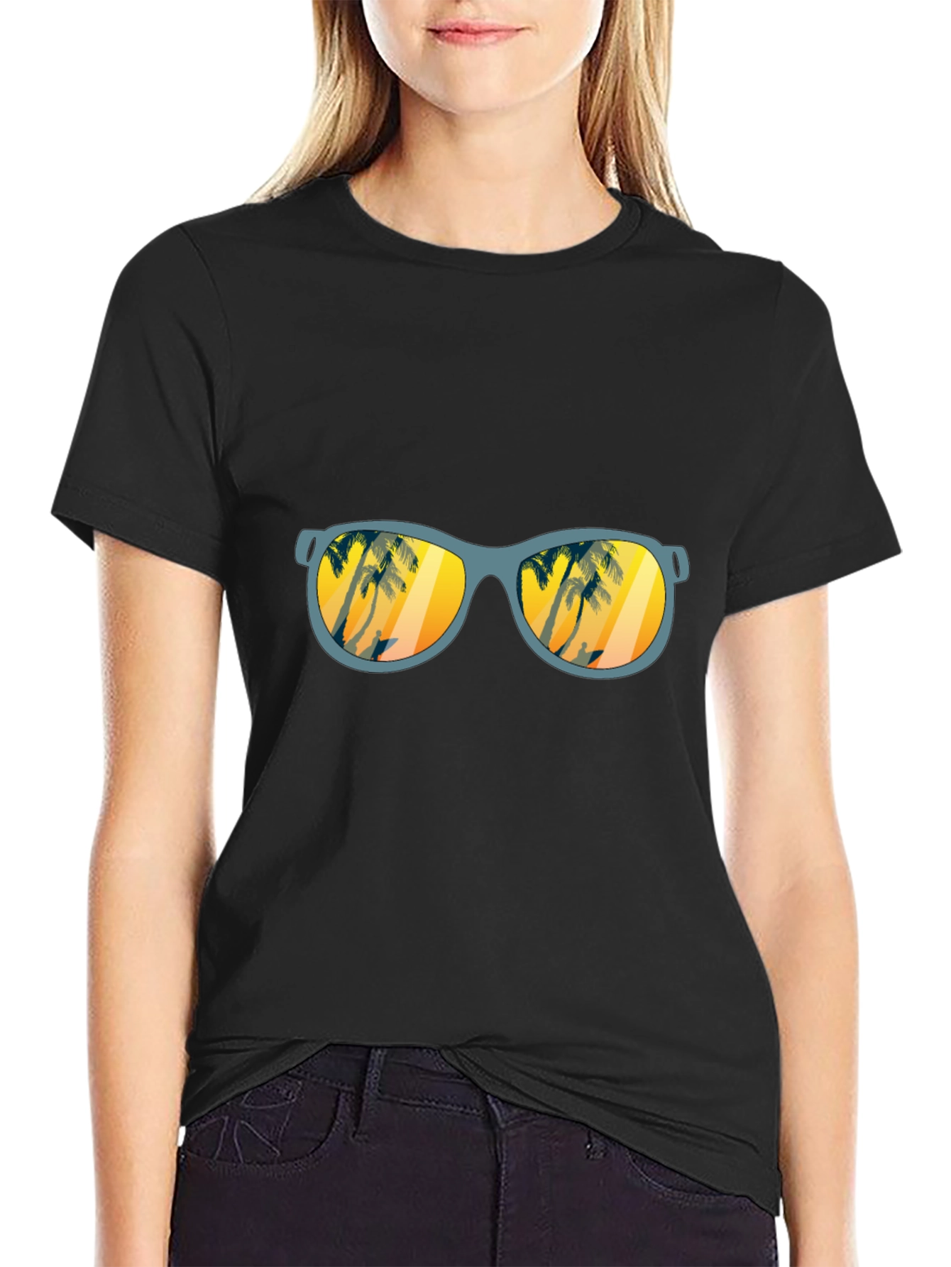 Sunset Beach Sunglasses Graphic T-Shirt