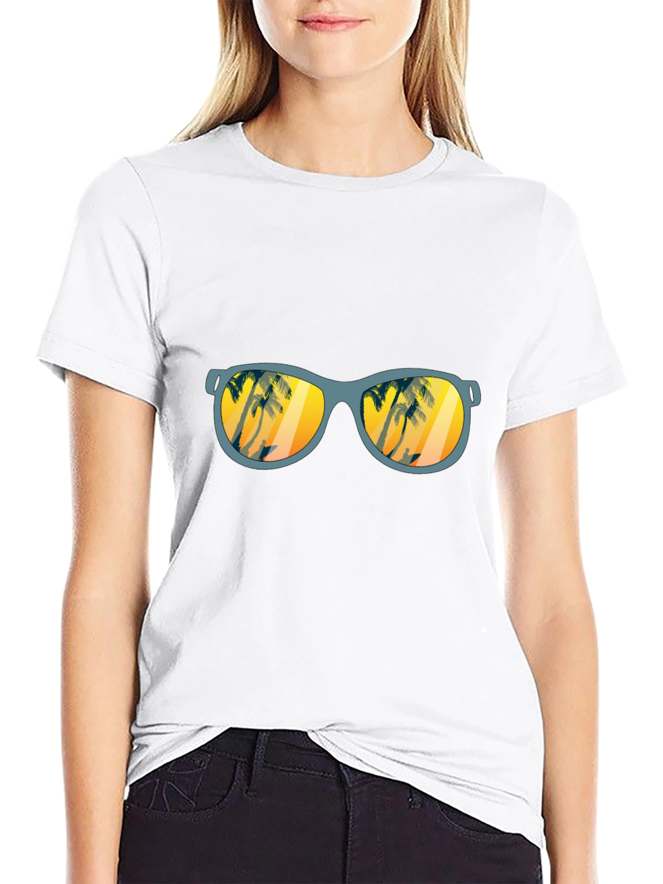 Sunset Beach Sunglasses Graphic T-Shirt