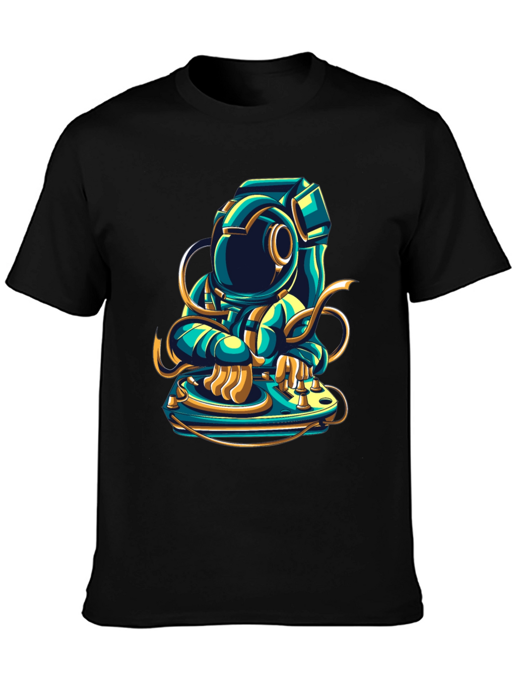 DJ Astronaut Graphic Tee - Cool Space Music Shirt
