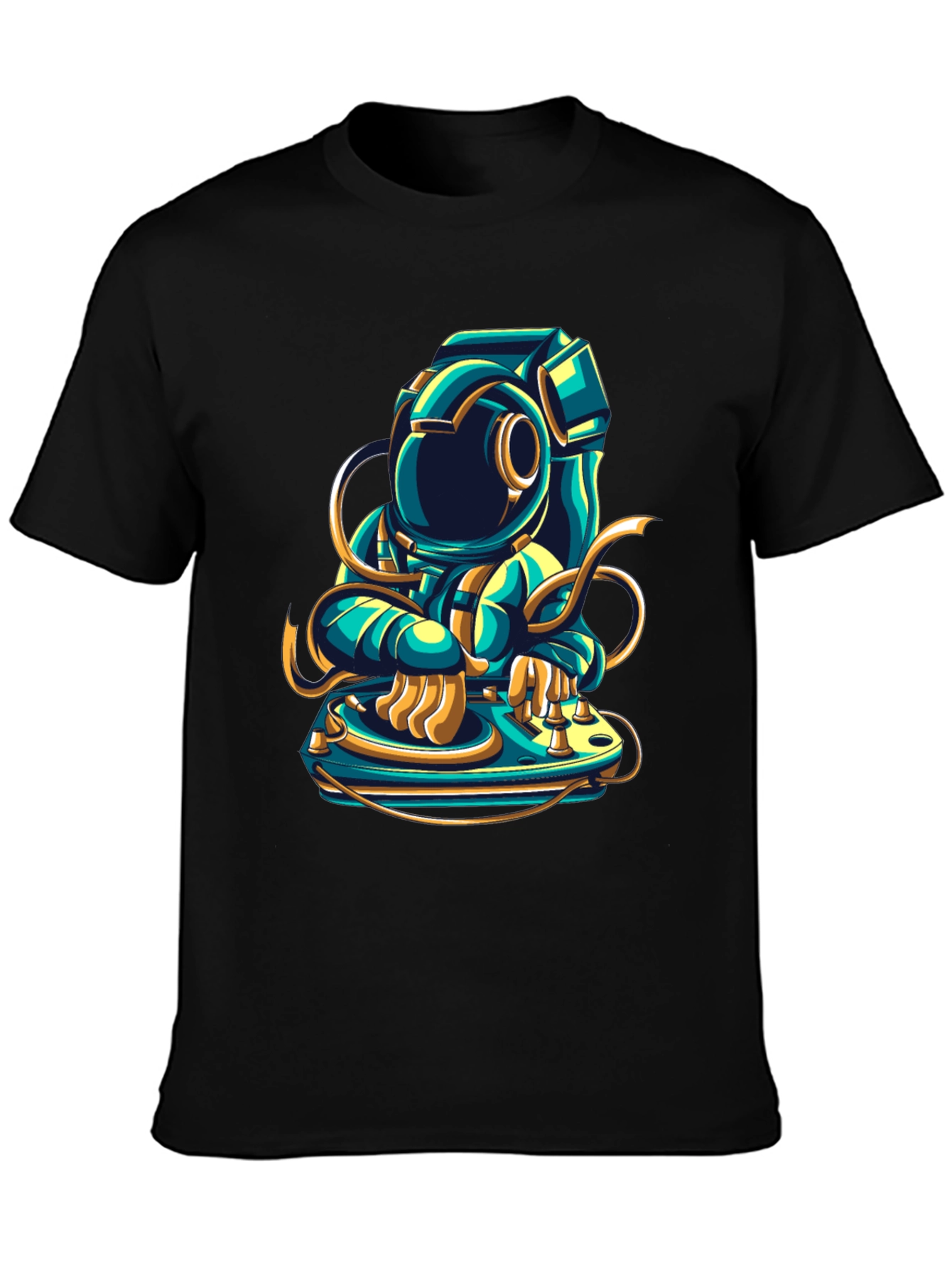 DJ Astronaut Graphic Tee - Cool Space Music Shirt