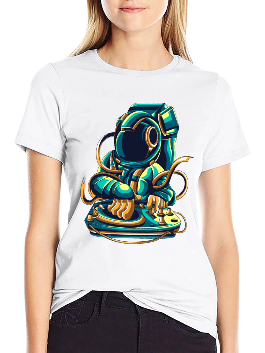 DJ Astronaut Graphic Tee - Cool Space Music Shirt