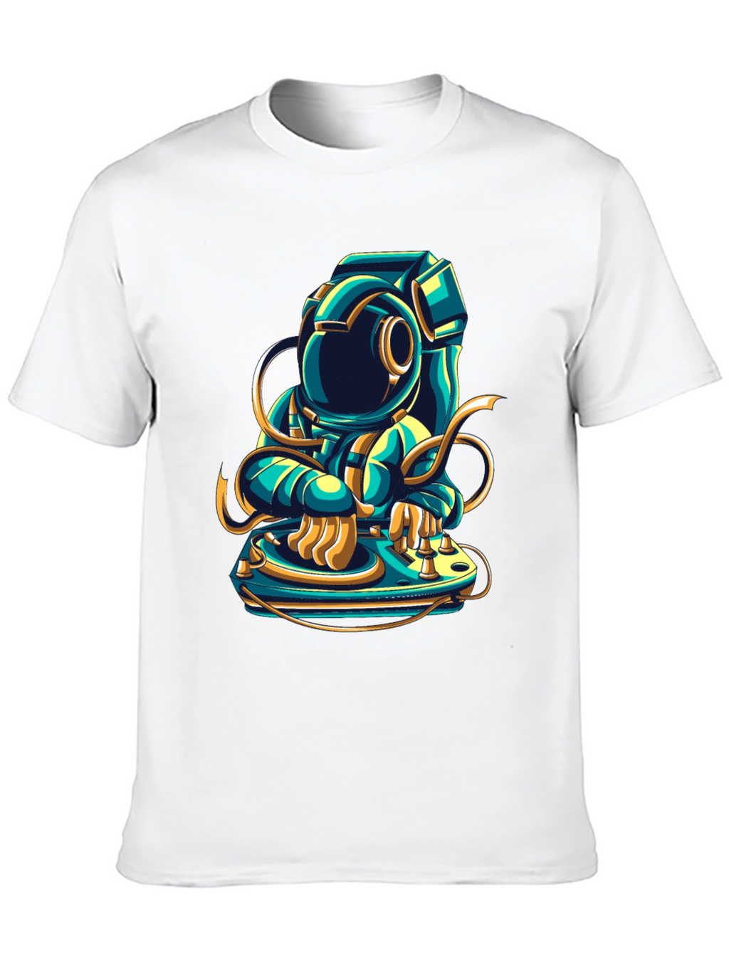 DJ Astronaut Graphic Tee - Cool Space Music Shirt