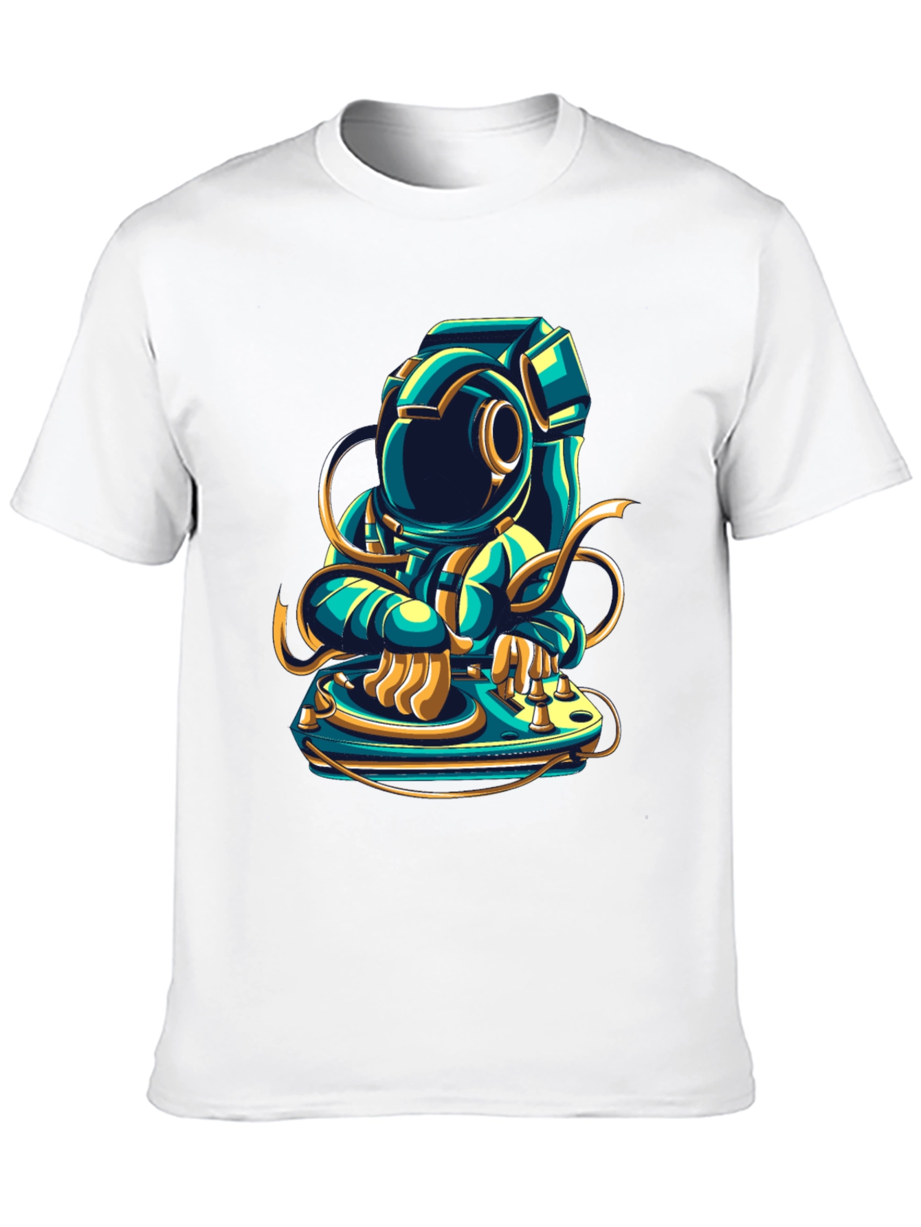 DJ Astronaut Graphic Tee - Cool Space Music Shirt