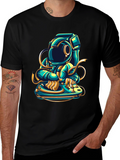 DJ Astronaut Graphic Tee - Cool Space Music Shirt