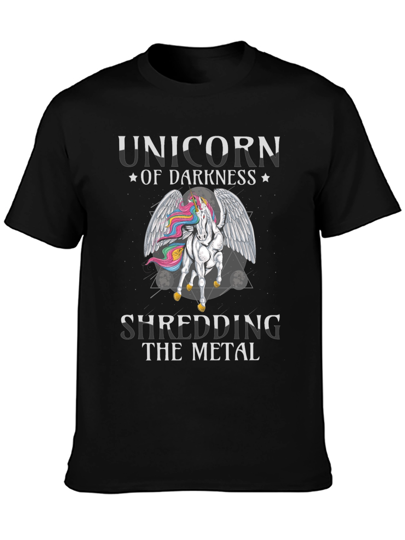 Unicorn of Darkness Shredding Metal T-Shirt