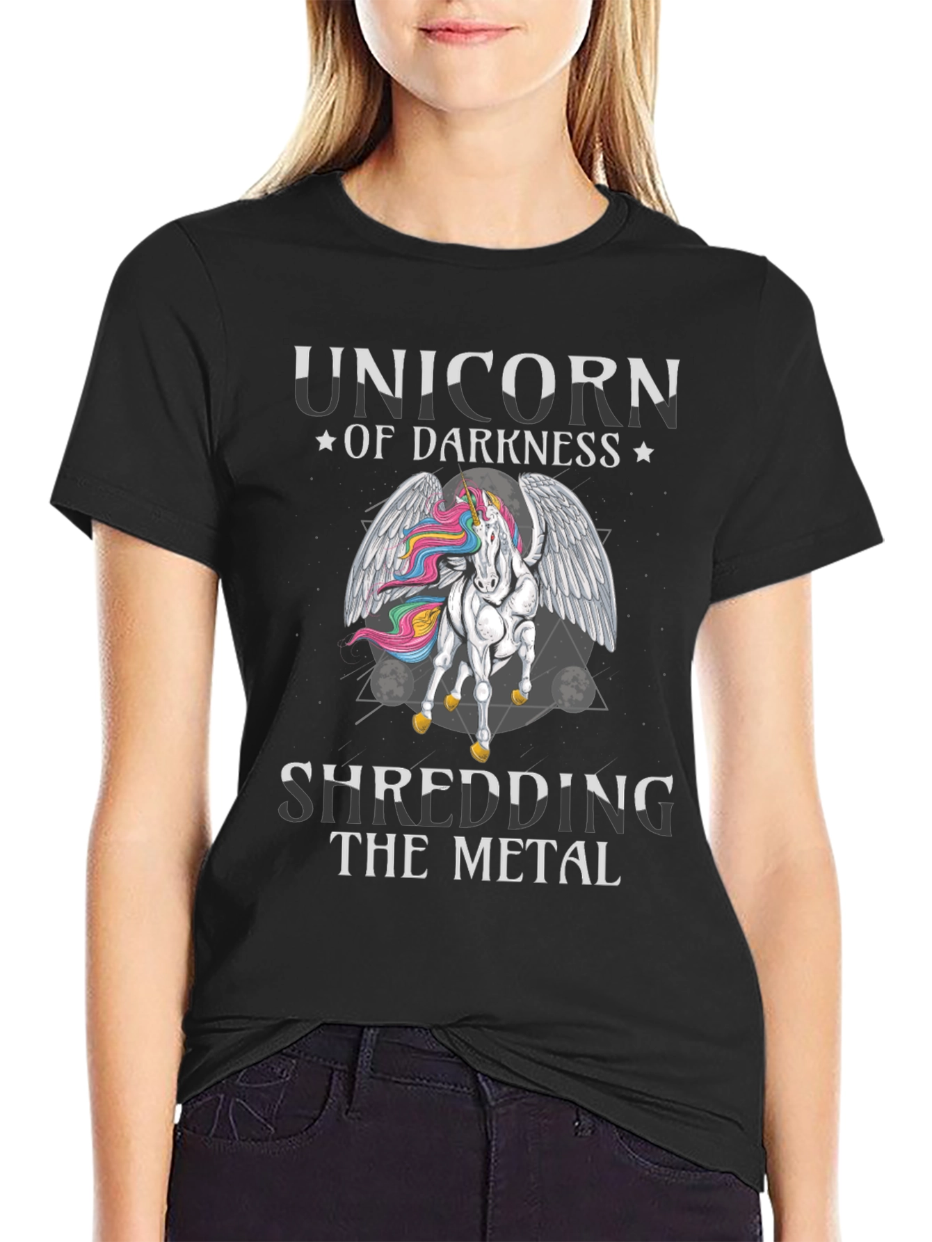Unicorn of Darkness Shredding Metal T-Shirt