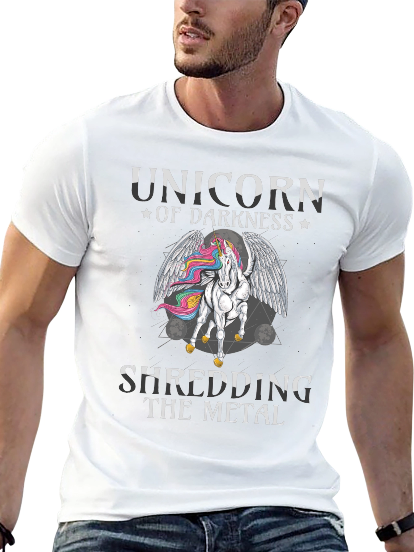 Unicorn of Darkness Shredding Metal T-Shirt
